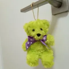 ぬいぐるみ くま キーホルダー 蛍光グリーン