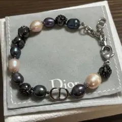 美品】ディオール ROSES CDアイコン パール ブレスレット ブラック 