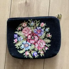 FEILER フラワー柄 黒ポーチ
