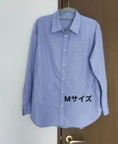 ＧＵ　 ストライプオーバーサイズシャツ（長袖）ブルー