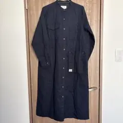 カジュアネイビー ロングシャツワンピース