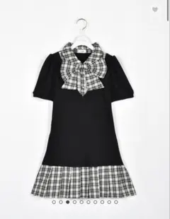 evelyn♡リボンチェックプリーツリブOP♡BK