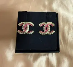CHANEL ダブルCロゴピアス クリスタル付き