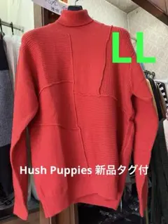 ハッシュパピー　赤LL パッチワークタートルネック Hush Puppies