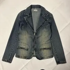 y2k グランジ　古着　ダークデニムブレザー風ジャケット