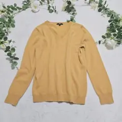 UNIQLO 100％カシミヤニット　Vネックカーディガン　マスタードイエローL