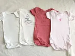 プチバトー　半袖ボディ　ロンパース   女の子　4枚セット　6m 67cm