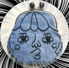 おっ？早い者勝ち！ハンドメイド❤️がま口❤️デニム❤️刺繍❤️キモ顔❤️がま口財布