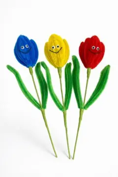モールフラワー　枯れない花　顔付きチューリップ3本セット　プレゼント　インテリア