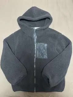 ブラック　フリースジャケット フード付き