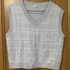 チェック柄 ニットベスト Mサイズ