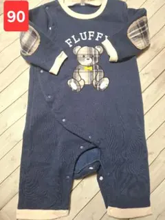 売りつくしセール中❣️ネイビー クマプリントロンパース 90サイズ