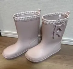 長靴　リボン　ピンクベージュ　19cm