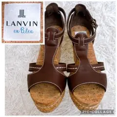 LANVIN 本革　コルク　ウエッジソール　サンダル　ブラウン　24cmのサムネイル