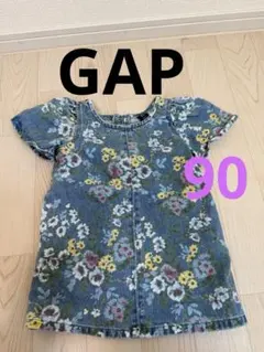 ベビーGAP ワンピース　半袖　デニム　花柄　90