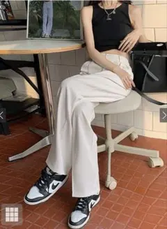 GRL センタープレスストレートパンツai07 オフホワイト xs