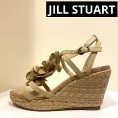 JILL STUARTベージュ フラワー装飾 ウェッジヒール サンダル 23.5のサムネイル