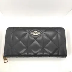 COACH コーチ 長財布 ラウンドファスナー キルティング 黒 F53637