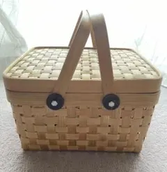 竹のピクニックバスケット蓋付き　小のサムネイル