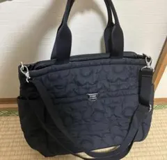 マリークワント　バッグ　キルティング　ロゴ　デイジー　ブラック　大きめ　2way