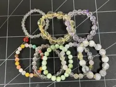 処分品‼︎カラフル天然石ビーズブレスレット8個セット　　　B