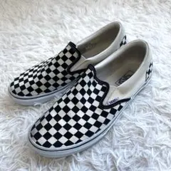 Vans バンズ　チェッカーボード スリッポン　スニーカー　ブラック　27.0