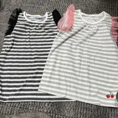 グラグラ　ストライプフリルTシャツ 120cm