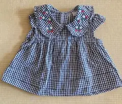 チェック柄 半袖ブラウス petit main プティマイン　90cm