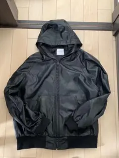 FREAKS STORE フェイクブラックレザー フード付きジャケット