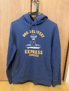 ドッグ　ピザ　パーカー ブルー
