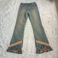 アーカイブ　y2k　グランジ　フリル　フレア　　デニム　エンブロイダリー　58