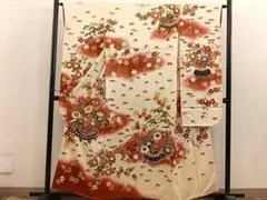 着物■豪華振袖　駒刺繍　菊花文　暈し染め　金彩　正絹　逸品