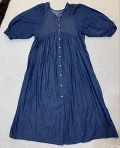 デニム ワンピース 五分丈 半袖 マタニティ