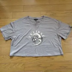SHEIN Tシャツ ECLIPSE 月 太陽 グレー クロップド