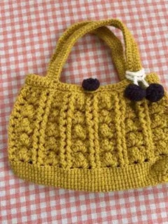 かぎ針編み　バッグ　黄色×紫