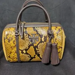 TORY BURCH トリーバーチ トートバッグ ストロー パイソン型押し 