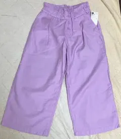 GU GIRLSリネンブレンドプルオンワイドパンツ　120cm