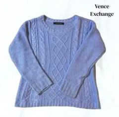 【春カラーニット】Vence Exchange ライトブルー ケーブルニット