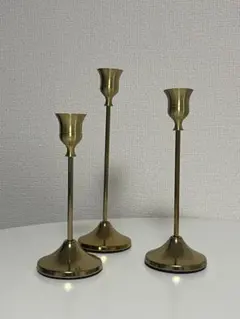 金色のモダンキャンドルホルダー3点セット