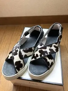 Amb ヒョウ柄 クロスストラップサンダル　34 22㎝