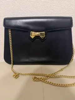 【ニナリッチ】黒 リボン金具 ショルダーバッグ