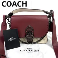 美品✨ コーチ ショルダーバッグ ビート パイソン 4593 2way レッド