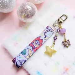 Libertyタナローン生地のチャーム付キーホルダー■オデット(マルチカラー)