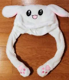 耳が動く うさぎ 帽子 ピコピコ 兎 被り物 コスプレ かわいい アニマル 白