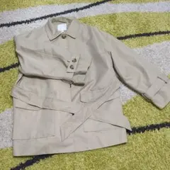 H&M ショート トレンチコート タイベルト付きツイルジャケット