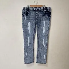 大きいサイズ クラッシュ スキニーデニム (4L) ダメージ加工 ストレッチ