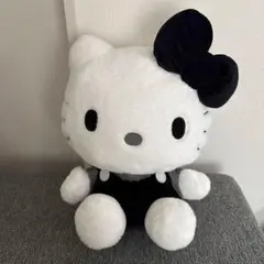 【タグ付】ハローキティ 特大ぬいぐるみ モノトーンver. タグ付き 白黒キティ