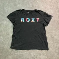 7SM1【ROXY】ロゴプリント　半袖Tシャツ　黒　Lストリート　古着