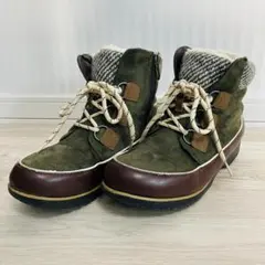 24-24.5　スノーブーツ　ショートブーツ　ボアブーツ　カーキ