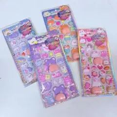 4枚　ぷにぷにおしりシール かわいい 3D立体ステッカー うさぎ くま 動物